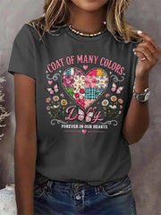Retro Coat Of Many Colors Forever In Our Hearts Print T-Shirt