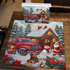 Red Truck Christmas Cottage Jigsaw Puzzles 1000 Pieces