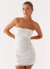 Moorey Beaded Mini Dress - White Silver