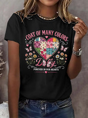 Retro Coat Of Many Colors Forever In Our Hearts Print T-Shirt