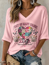 V-Neck Retro Coat Of Many Colors Forever In Our Hearts Print T-Shirt