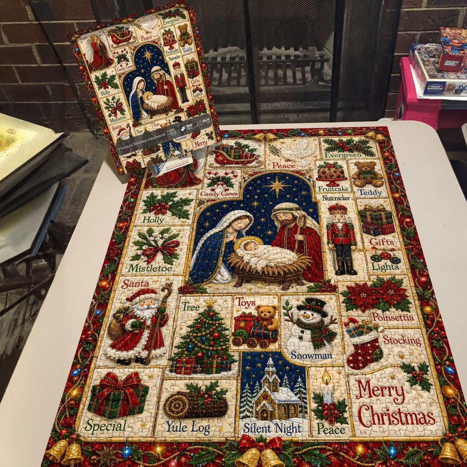 Vintage Christmas Patchwork Jigsaw Puzzle 1000 Pieces