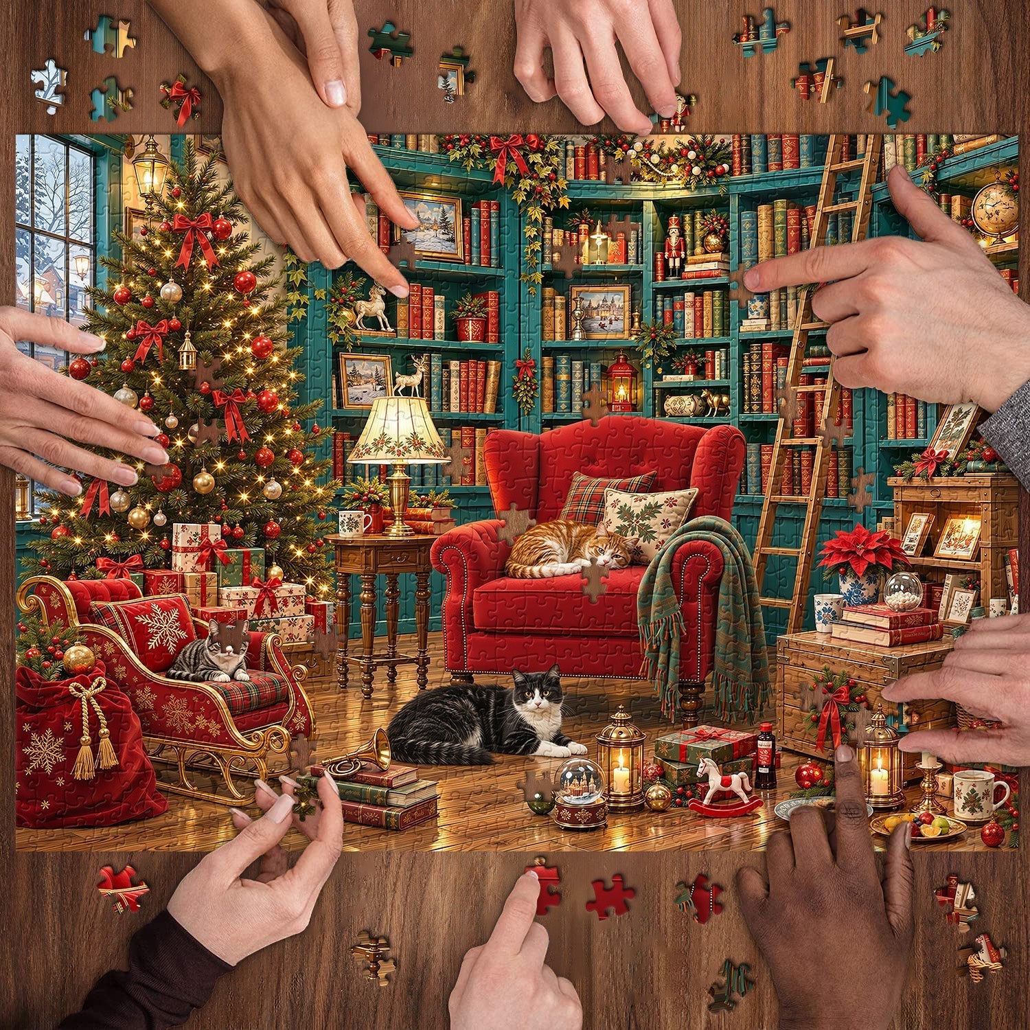 Christmas Library Jigsaw Puzzle 1000 Piece