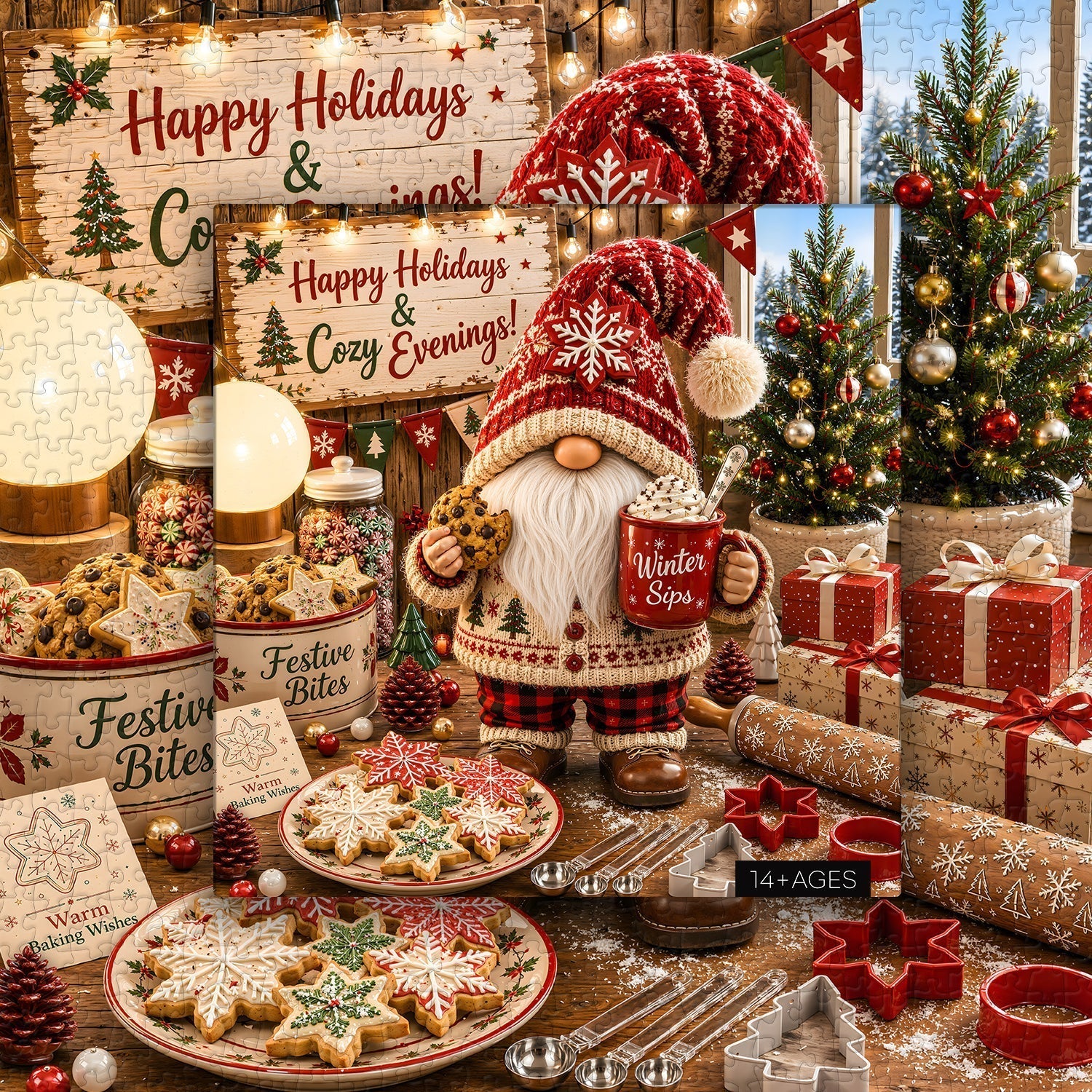Christmas Gnome Bakery Jigsaw Puzzle 1000 Pieces