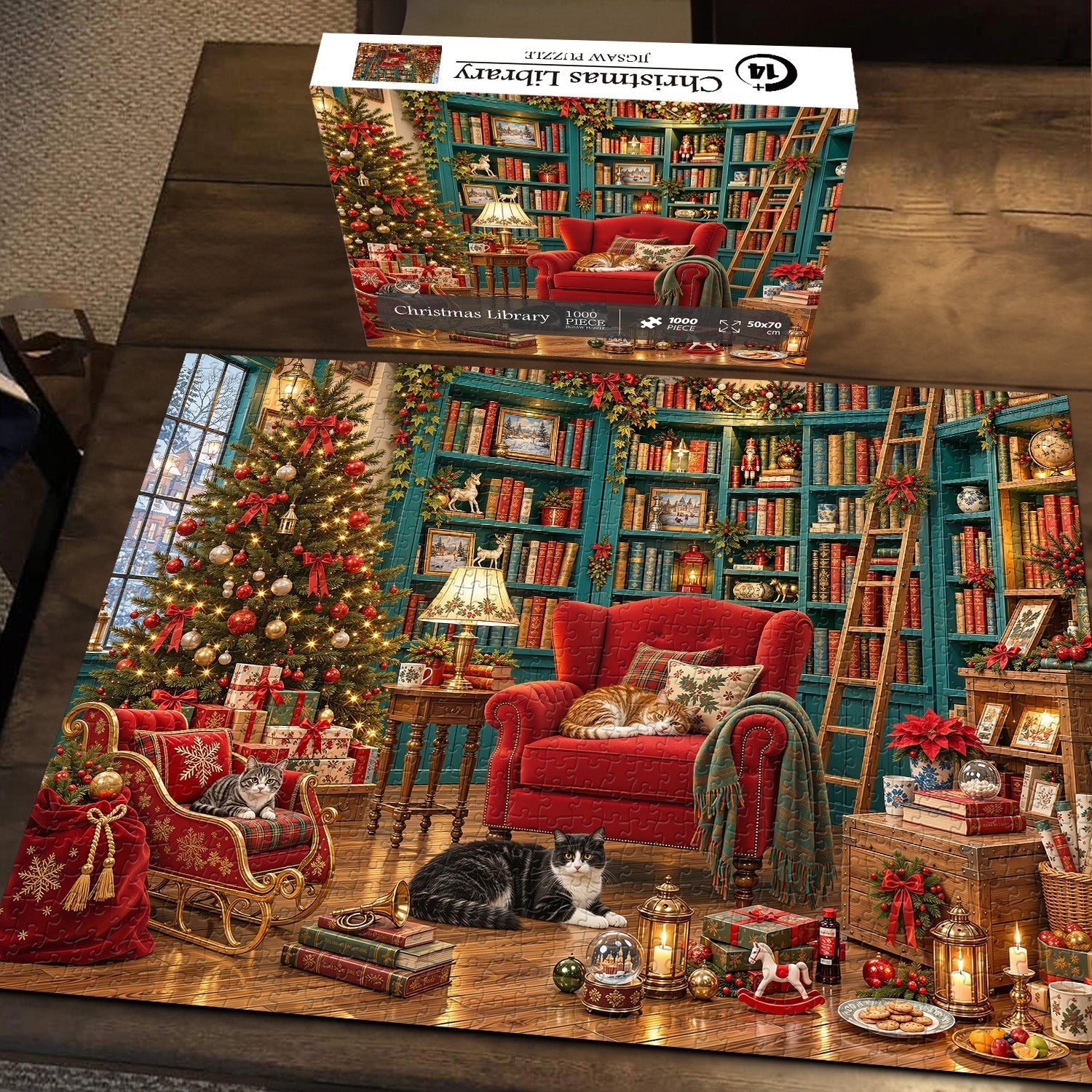 Christmas Library Jigsaw Puzzle 1000 Piece