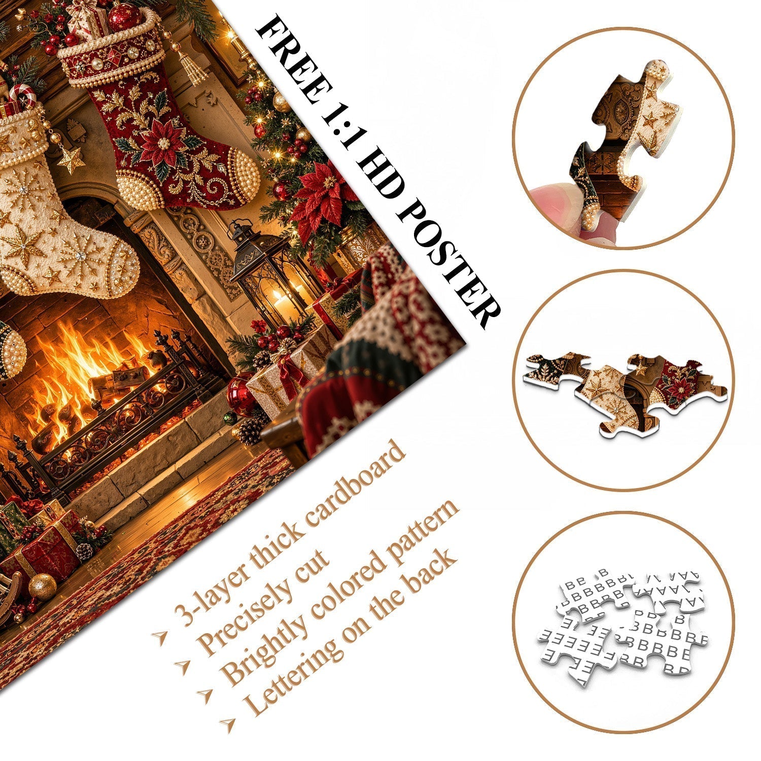 Warm Christmas Fireplace Jigsaw Puzzle 1000 Pieces