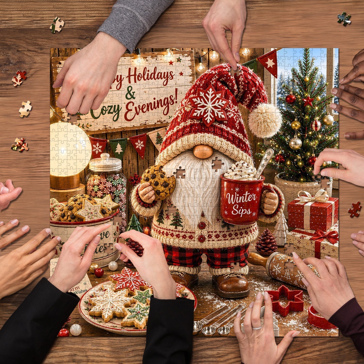 Christmas Gnome Bakery Jigsaw Puzzle 1000 Pieces