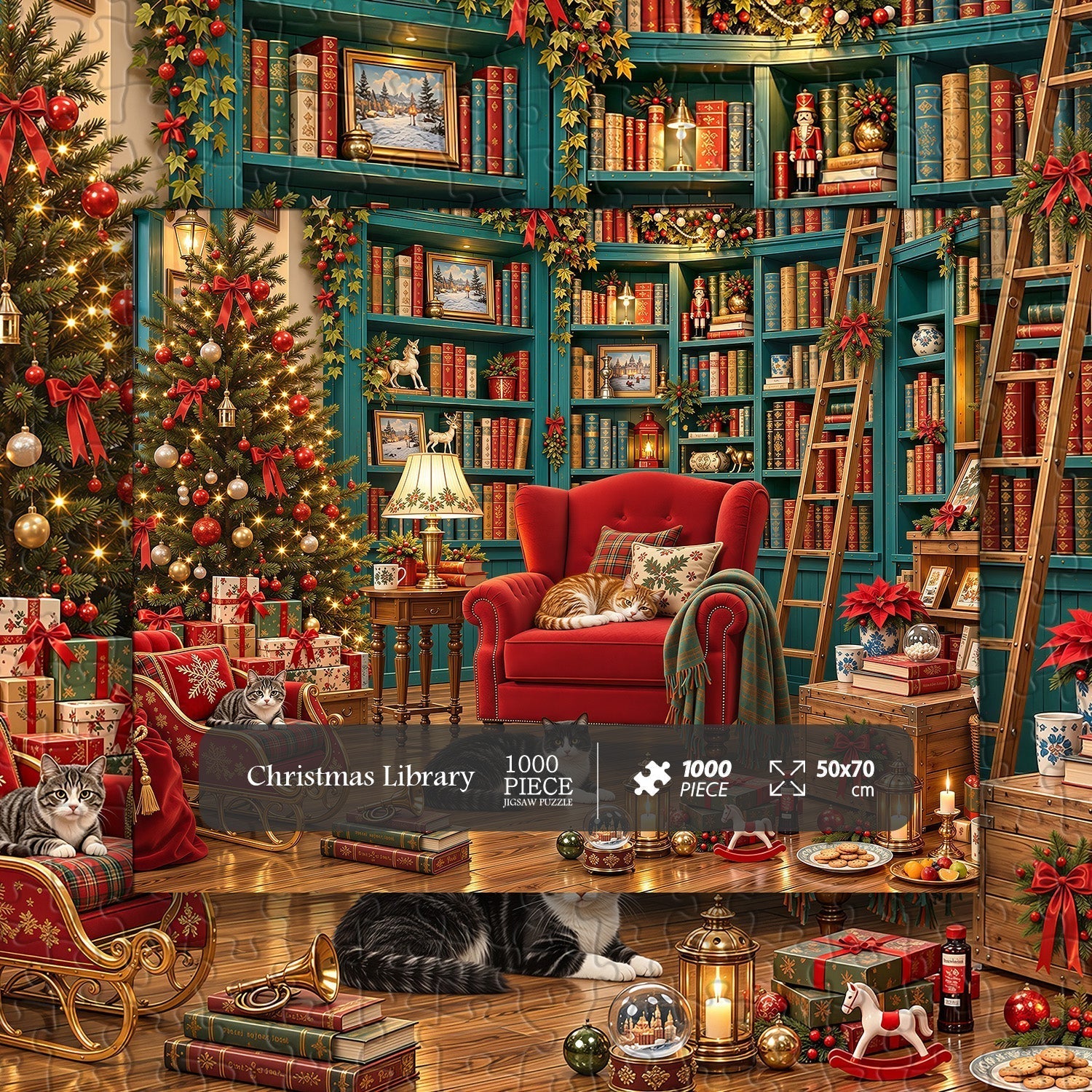 Christmas Library Jigsaw Puzzle 1000 Piece