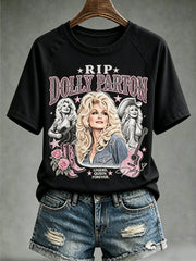 Women's Music-Themed Graphic Casual Top