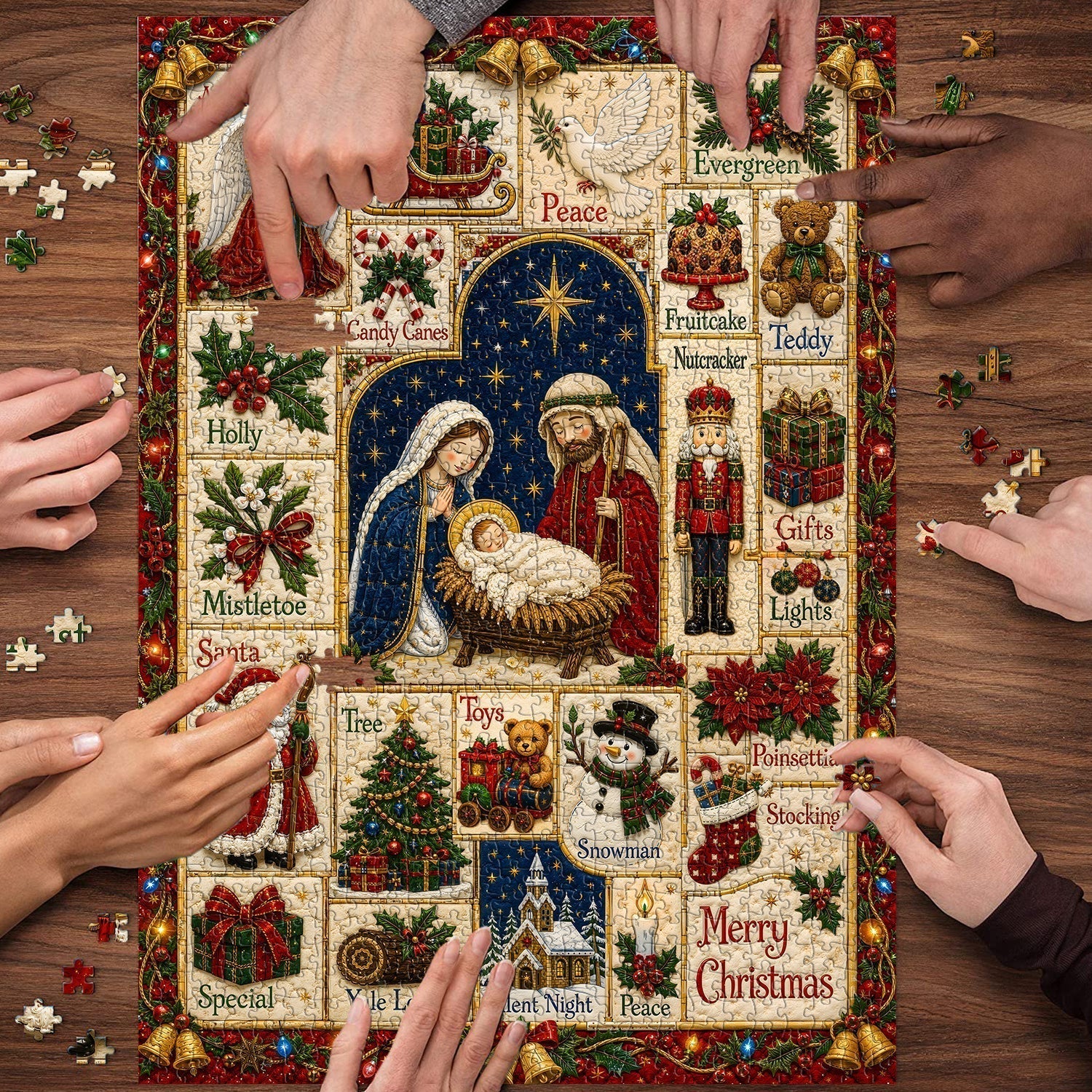 Vintage Christmas Patchwork Jigsaw Puzzle 1000 Pieces