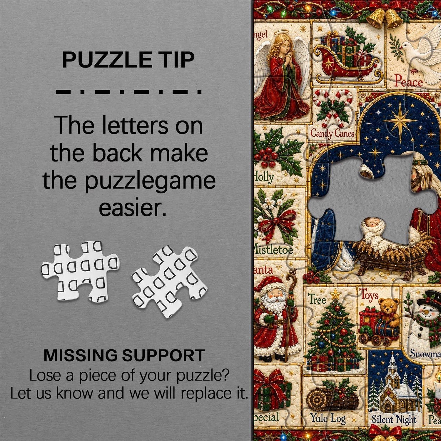 Vintage Christmas Patchwork Jigsaw Puzzle 1000 Pieces