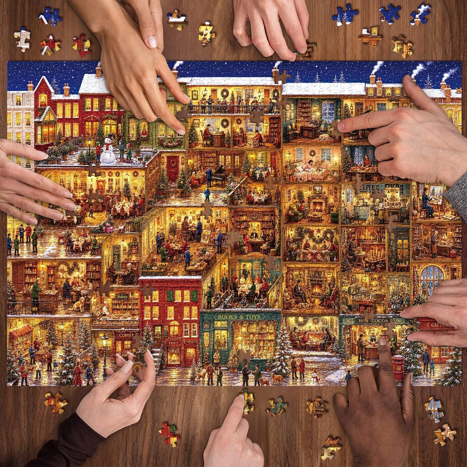 Starry Snow Town Jigsaw Puzzle 1000 Piece