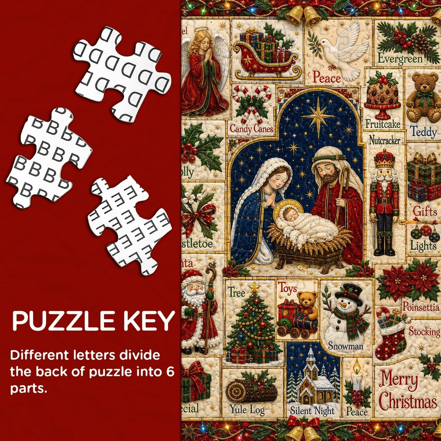 Vintage Christmas Patchwork Jigsaw Puzzle 1000 Pieces