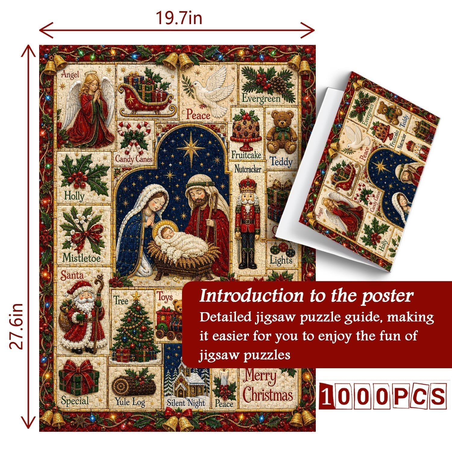 Vintage Christmas Patchwork Jigsaw Puzzle 1000 Pieces