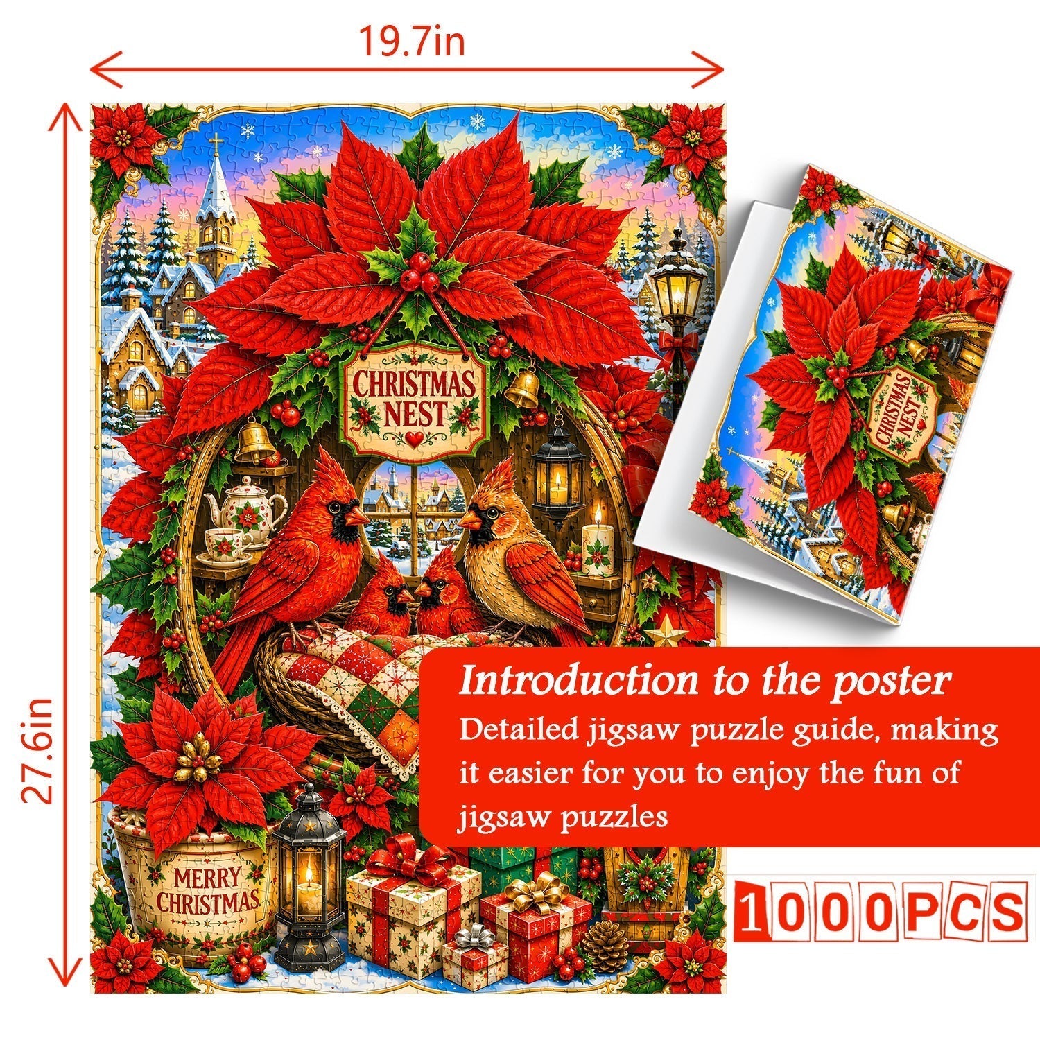 Christmas Cardinals Jigsaw Puzzle 1000 Pieces