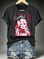 Women's Queen of Hearts Shirt Country Music Graphic Print T-Shirt
