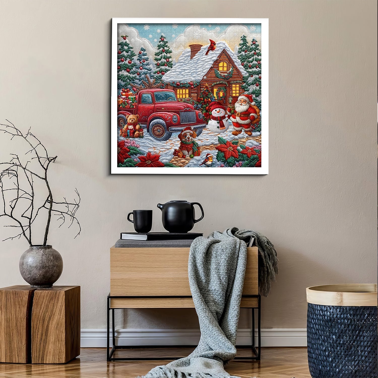 Red Truck Christmas Cottage Jigsaw Puzzles 1000 Pieces