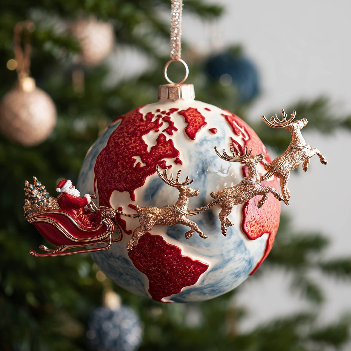 Santa Sleigh Christmas Mica Ornament GFSPNT68