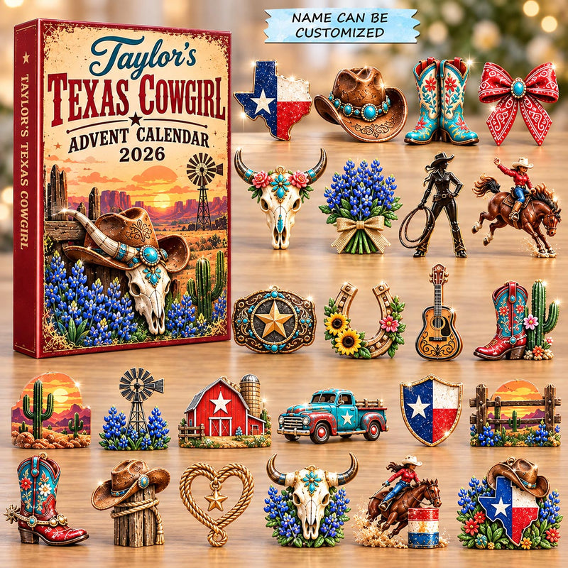 Personalized Texas Cowgirl Spirit Advent Calendar 2026 QTCUZ GFTOHNL3709