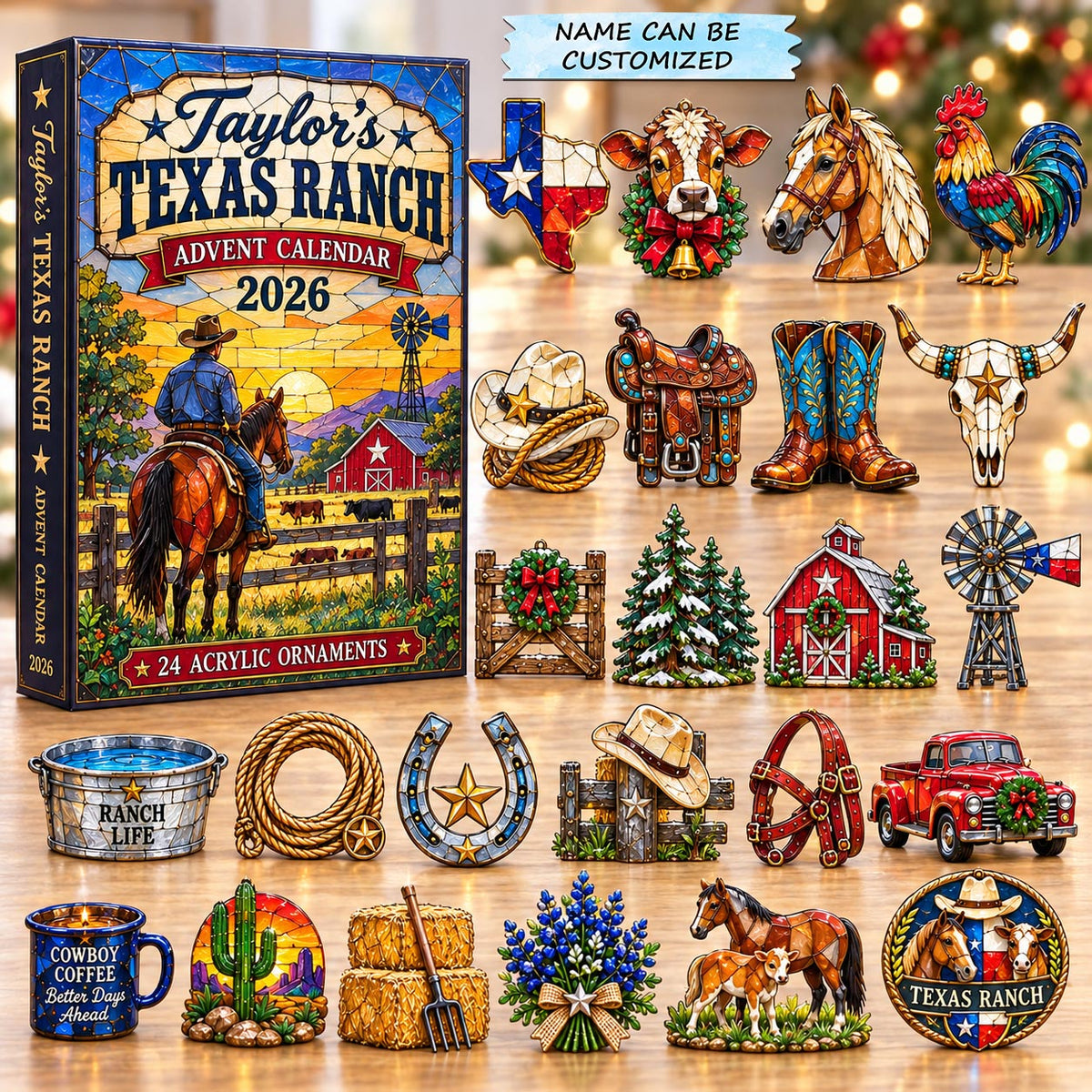 Personalized Texas Ranch Life Advent Calendar 2026 QTCUZ GFTOHNL3710