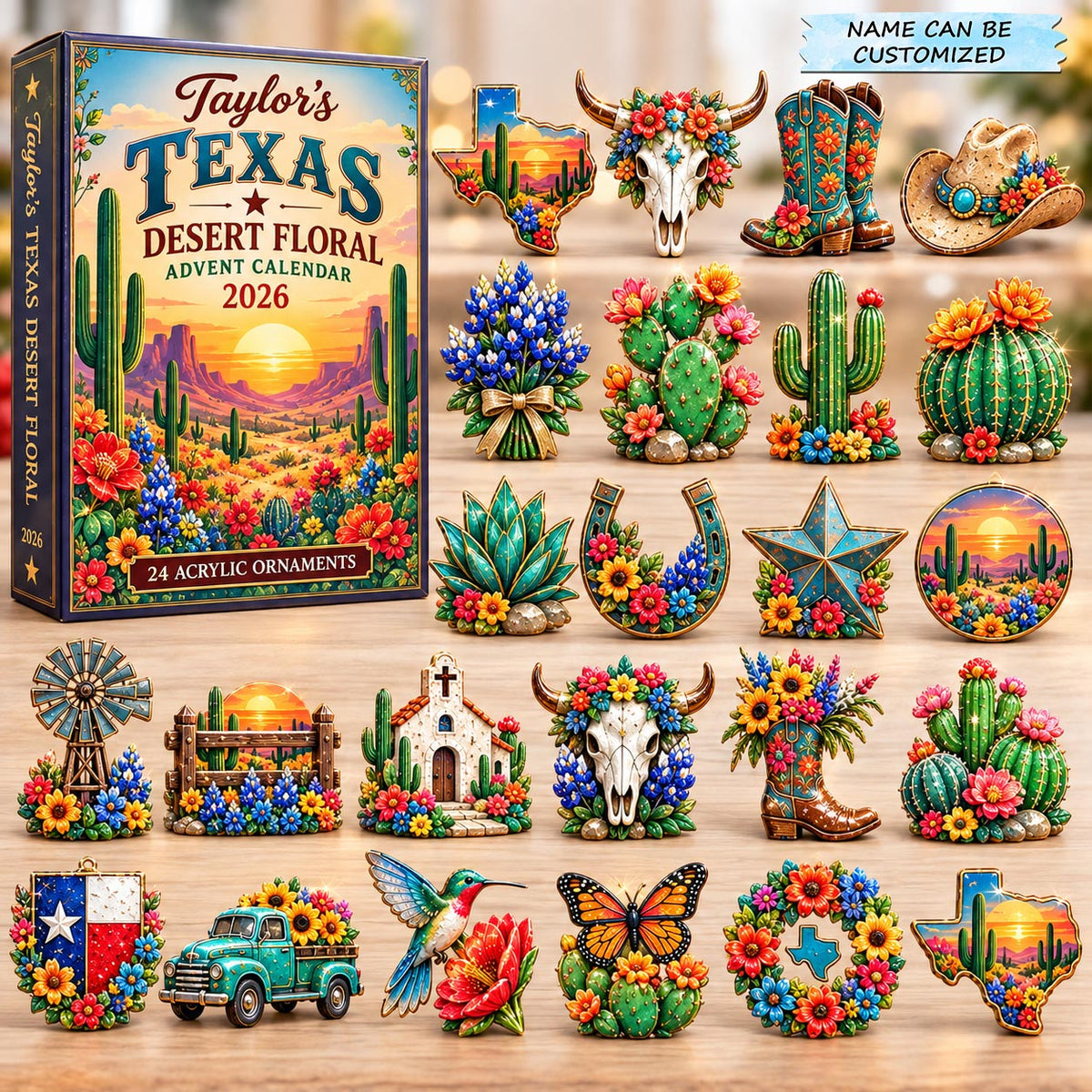 Personalized Texas Desert Floral Advent Calendar 2026 QTCUZ GFTOHNL3711