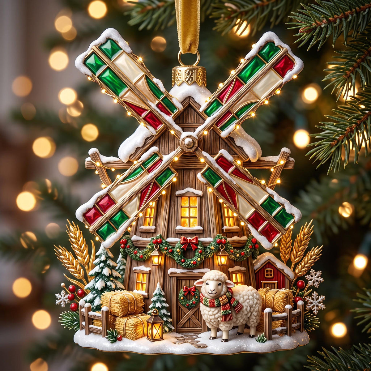 Farm Windmill Christmas Mica Ornament GFTOMA13677