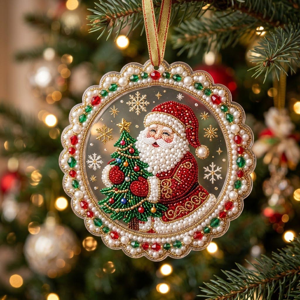 Santa Claus Christmas Mica Ornament