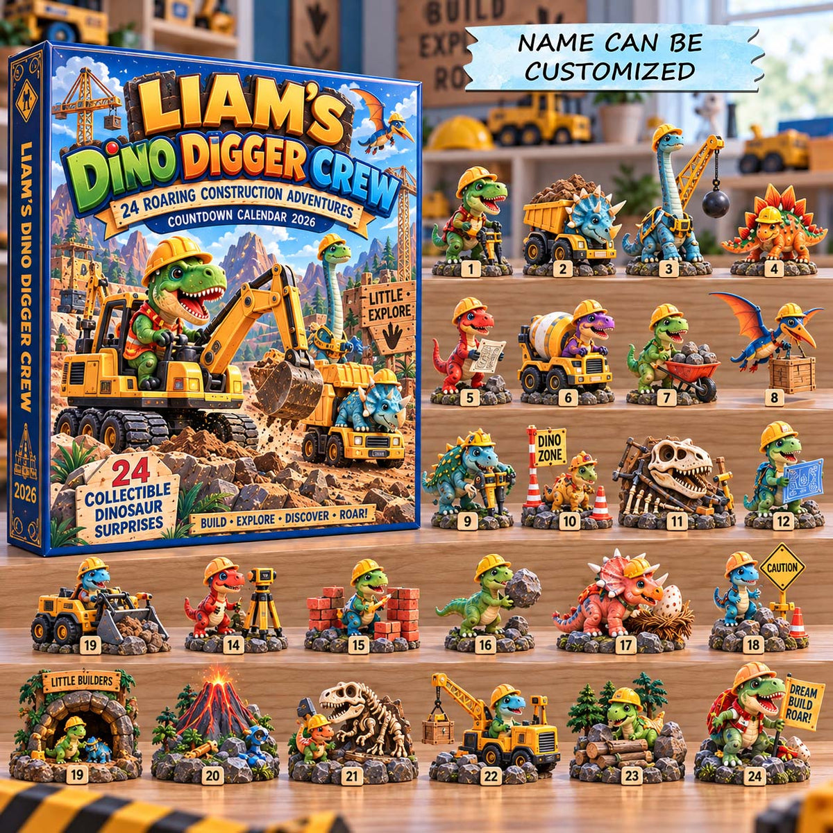 Personalized Dino Digger Crew Advent Calendar 2026 QTCUZ GFTONTD3004