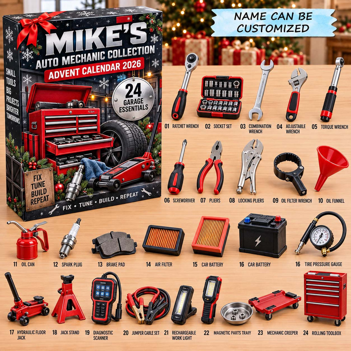 Personalized Auto Mechanic Advent Calendar 2026 QTCUZ GFTONTD3118