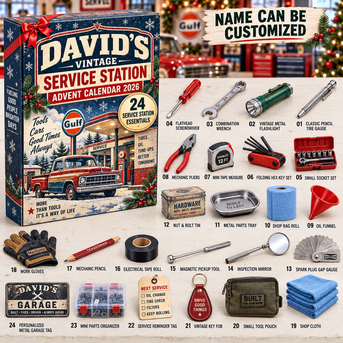 Vintage Service Station Advent Calendar 2026 QTCUZ GFTONTD3247