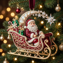 Sparkly Jeweled Santa Claus Christmas Mica Ornament