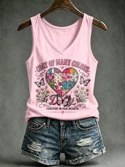 V-Neck Retro Coat Of Many Colors Forever In Our Hearts Print Tank Top