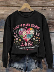 Retro Coat Of Many Colors Forever In Our Hearts Print Sweatshirt