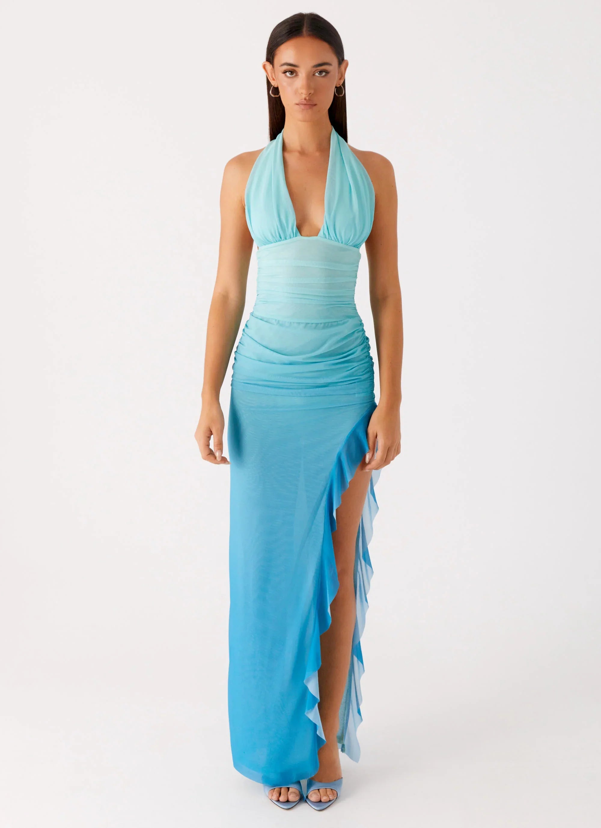 Moraya Halterneck Maxi Dress - Blue Gradient