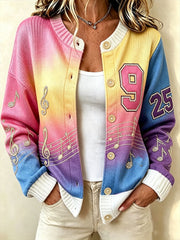 Women's Casual Printed Knit Cardigan