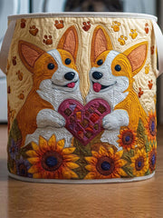 Corgi  Quilted Laundry Basket