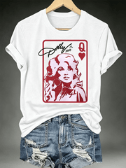 Women's Queen of Hearts Shirt Country Music Graphic Print T-Shirt