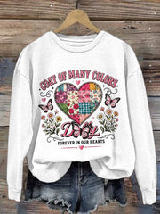 Retro Coat Of Many Colors Forever In Our Hearts Print Sweatshirt